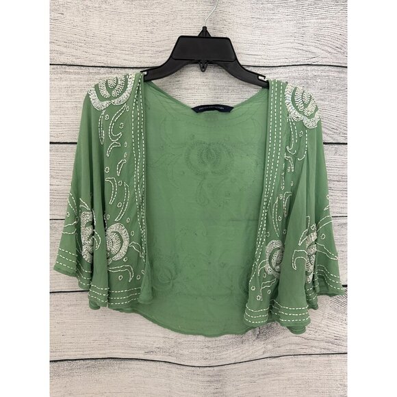 French Connection Beaded Open Cardigan Top Size 8 - Picture 1 of 4